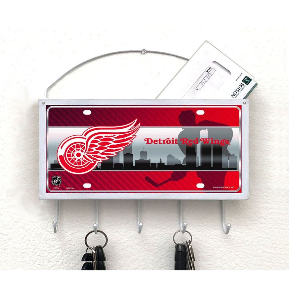 Detroit Red Wings Mail Organizer, Mail Holder, Key Rack, Mailbox, NHL